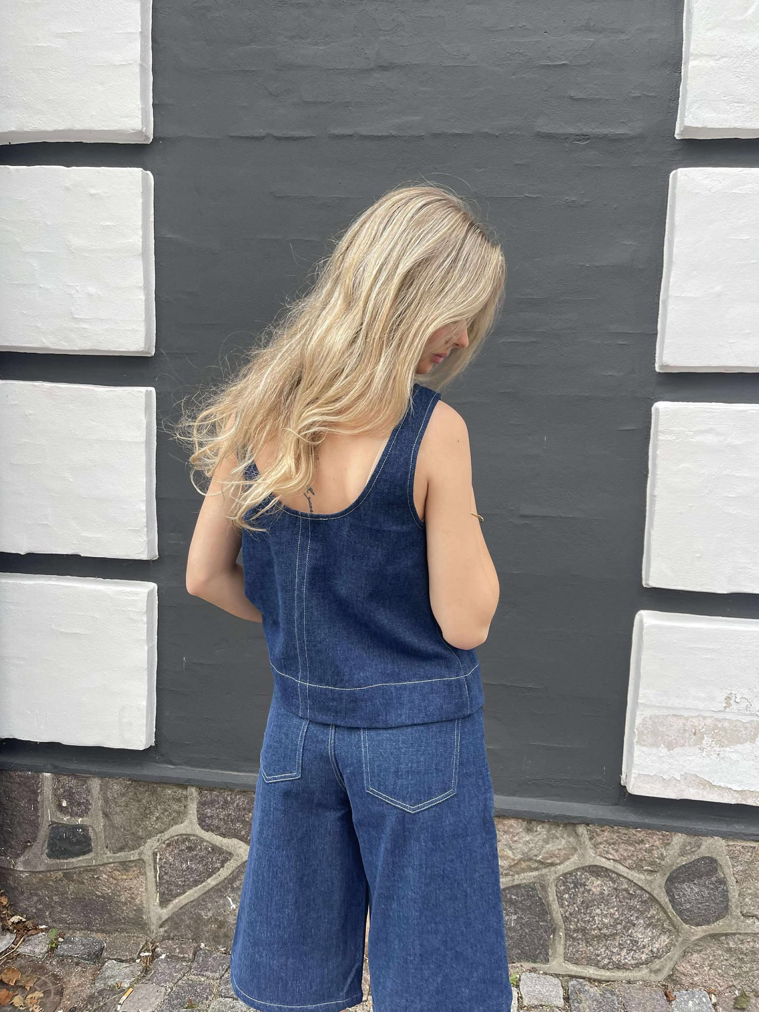 OBJREESE Top - Dark Medium Blue Denim